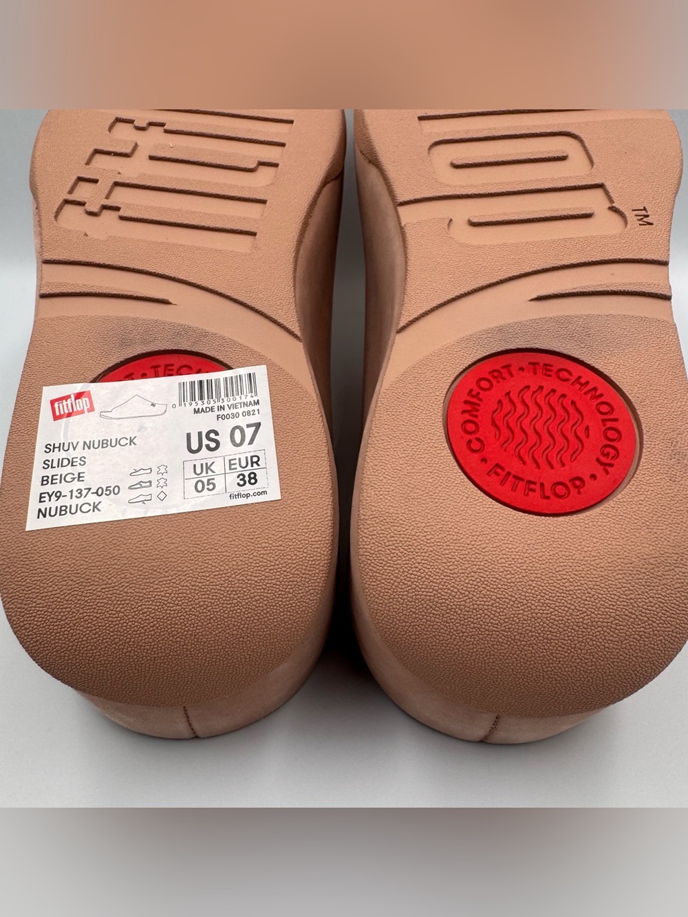 🤎NEW FitFlop Shuv Nubuck Slide Sandals Beige Size 7 Mule Clog Comfor - Picture 8 of 10